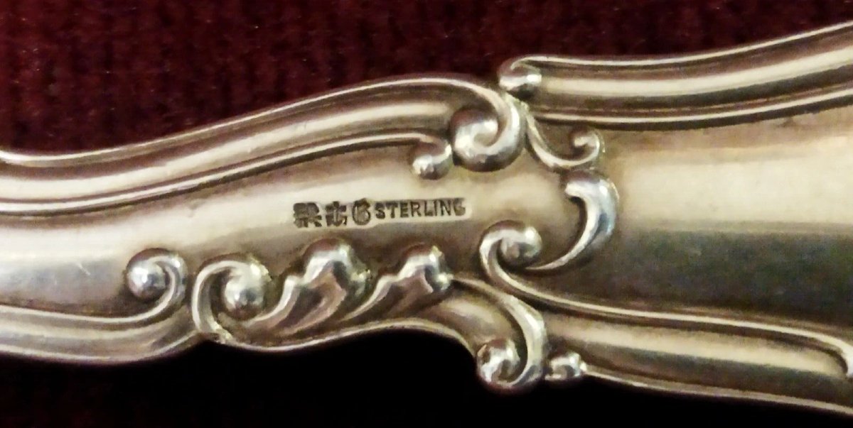 COPPIA POSATE in STERLING 925 e SMALTI primi '900 - LIBERTY-photo-8