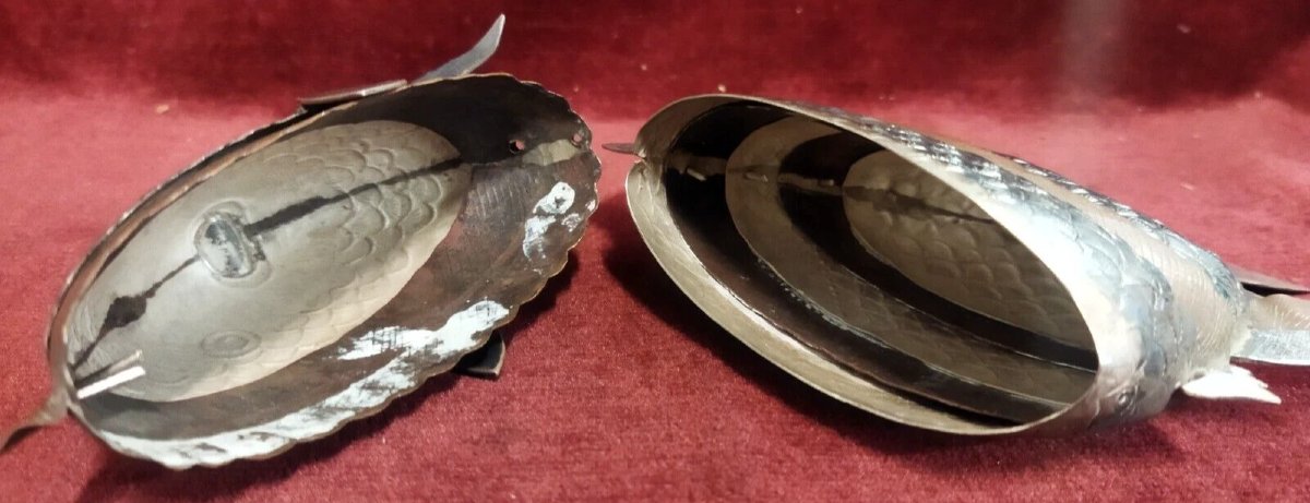 SCULTURA PESCE ARTICOLATO IN RAME e ARGENTO  - anni '70-photo-7