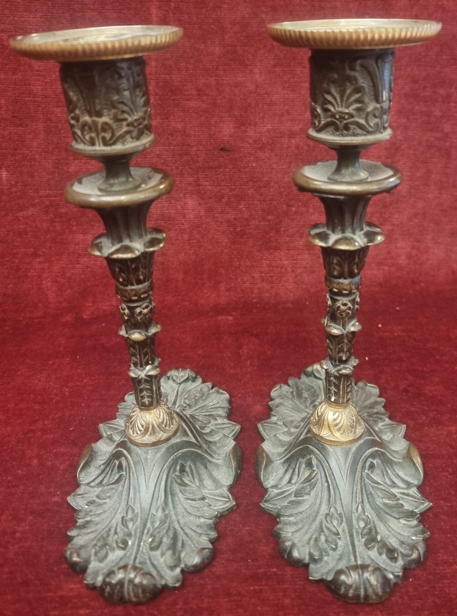CALAMAIO + 2 CANDELIERI IN BRONZO - FRANCIA - PRIMI '800-photo-6