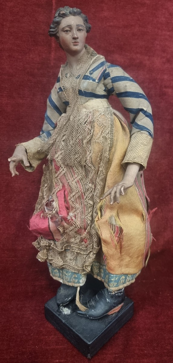 STATUA PRESEPE NAPOLI - PRIMI '800 - TERRACOTTA E LEGNO