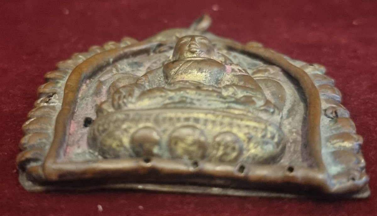 MEDAGLIONE BASSORILIEVO SU RAME - TIBET - XIX SECOLO-photo-1