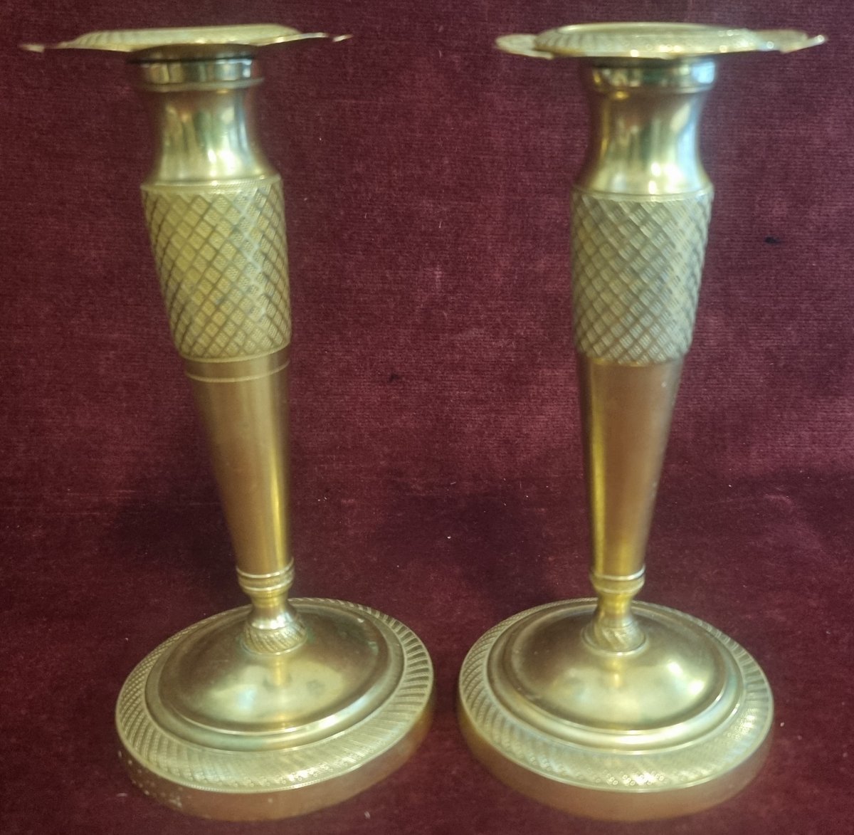 COPPIA CANDELABRI IN BRONZO DORATO - XIX SECOLO - IMPERO - FRANCIA-photo-3