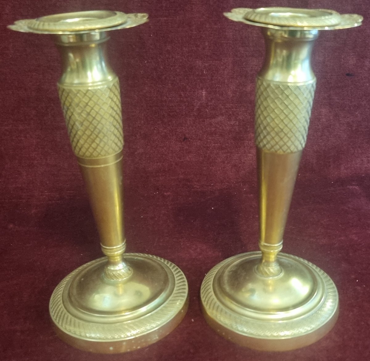 COPPIA CANDELABRI IN BRONZO DORATO - XIX SECOLO - IMPERO - FRANCIA-photo-4