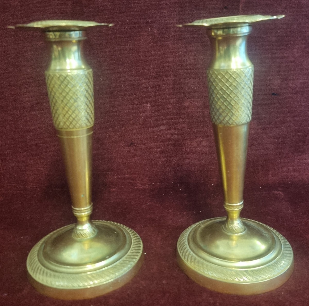 COPPIA CANDELABRI IN BRONZO DORATO - XIX SECOLO - IMPERO - FRANCIA