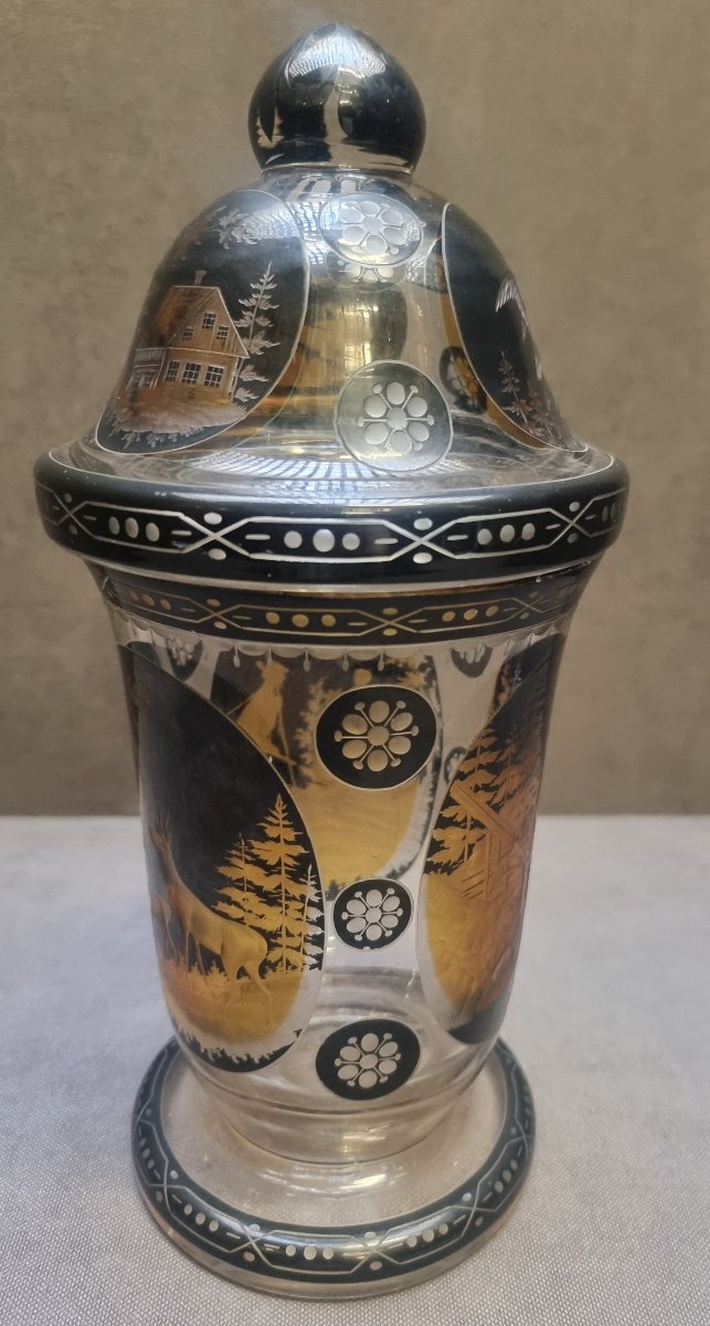 VASO BOEMIA IN VETRO INCISO - FINE XIX SECOLO-photo-2