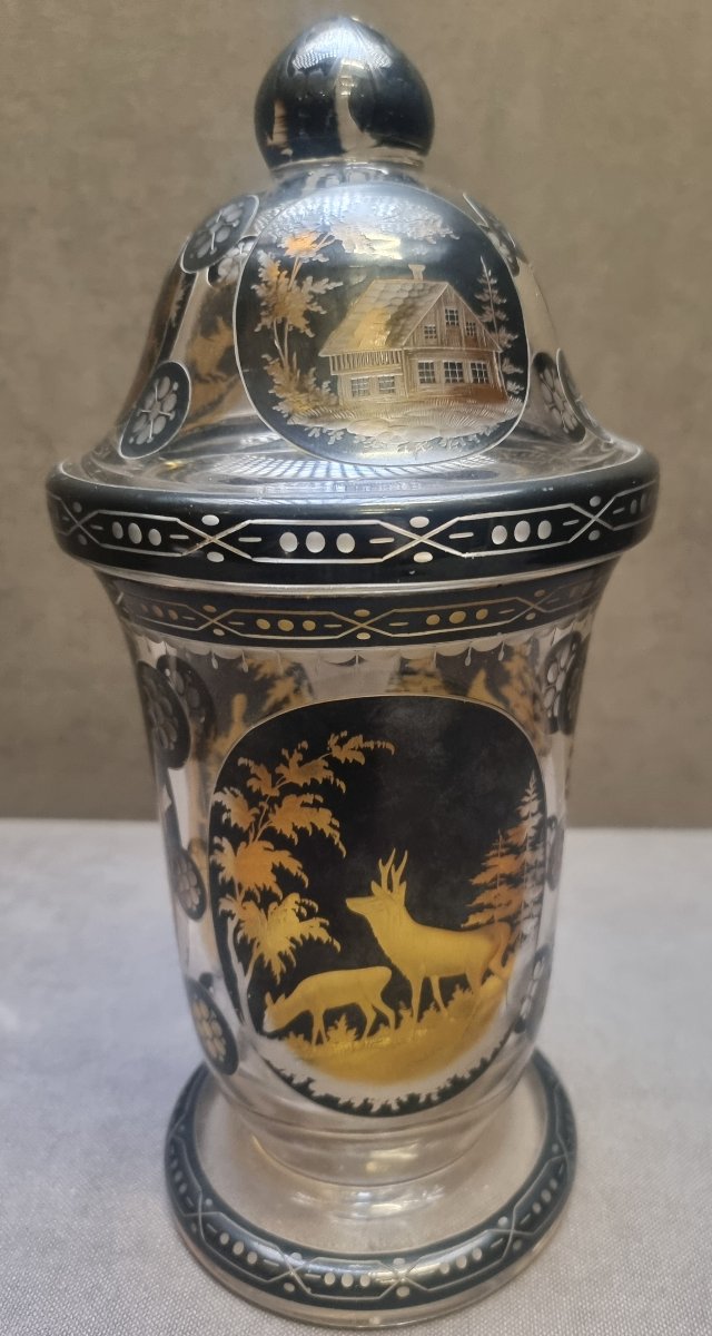 VASO BOEMIA IN VETRO INCISO - FINE XIX SECOLO-photo-3