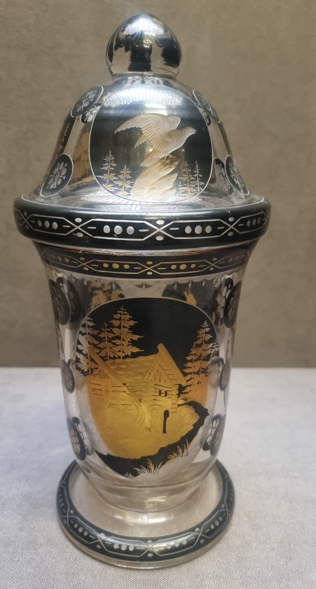 VASO BOEMIA IN VETRO INCISO - FINE XIX SECOLO