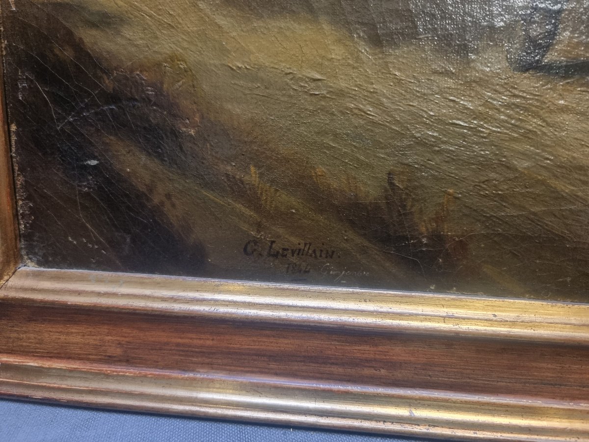 DIPINTO ORIENTALISTA - OLIO SU TELA - FIRMATO : G. LEVILLAIN 1844-photo-3
