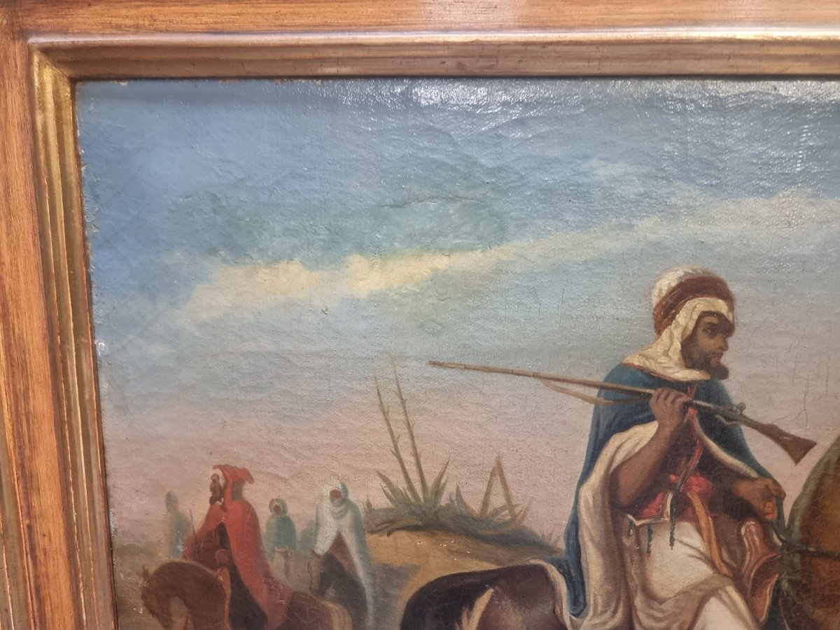 DIPINTO ORIENTALISTA - OLIO SU TELA - FIRMATO : G. LEVILLAIN 1844-photo-4
