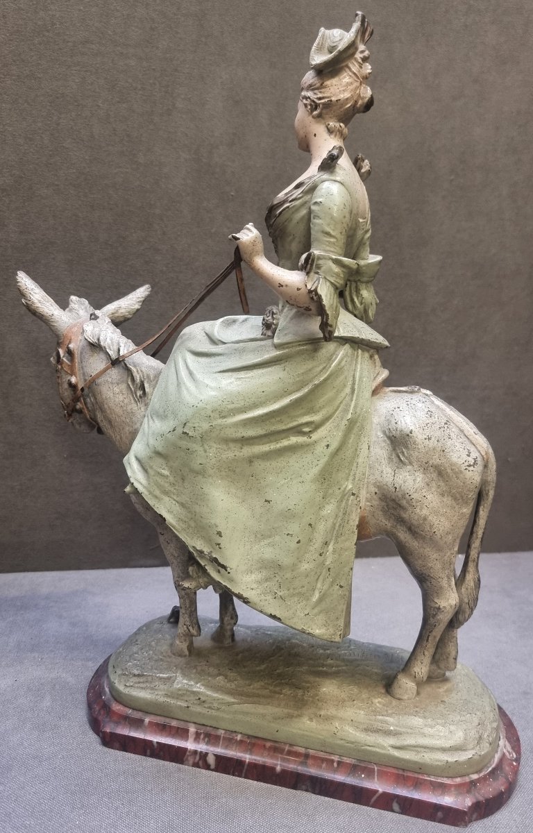 SCULTURA IN BRONZO DIPINTO - "EN EXCURSION" di V. L. BRUYNEEL - XIX SECOLO-photo-3
