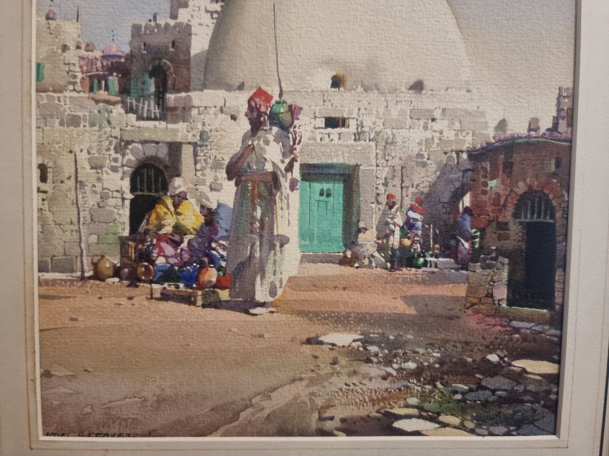 ACQUERELLO - ORIENTALISTA MOSCHEA ARABA - FIRMATO : NOEL HARRY LEAVER (1889-1951)-photo-4