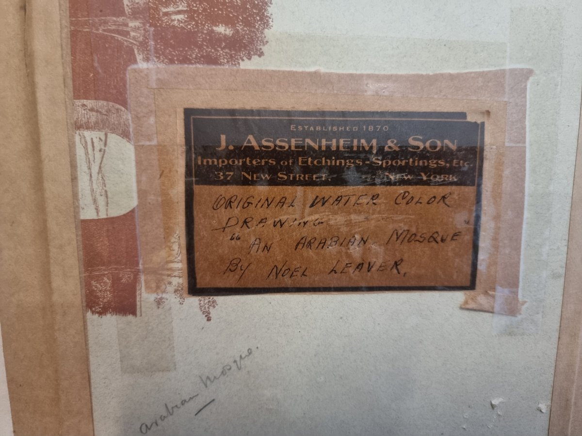ACQUERELLO - ORIENTALISTA MOSCHEA ARABA - FIRMATO : NOEL HARRY LEAVER (1889-1951)-photo-2