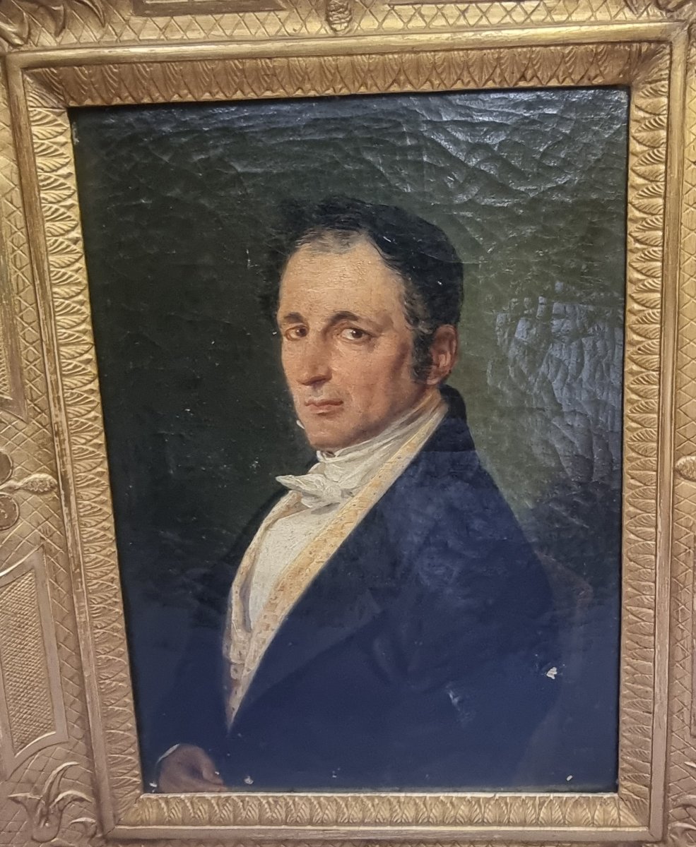 RITRATTO GENTILUOMO - OLIO SU TELA - FIRMATO RAFFAELE CARELLI (1795-1864)-photo-2