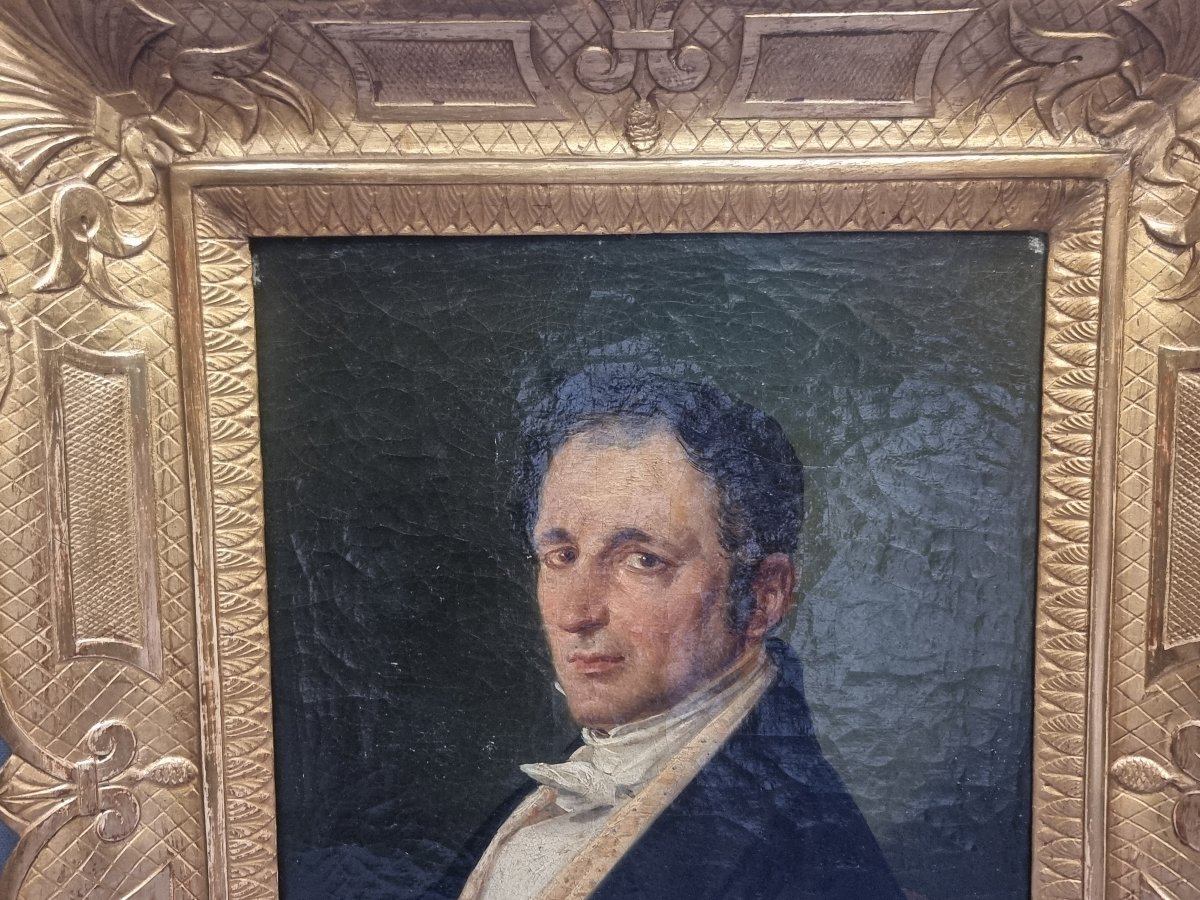 RITRATTO GENTILUOMO - OLIO SU TELA - FIRMATO RAFFAELE CARELLI (1795-1864)-photo-3