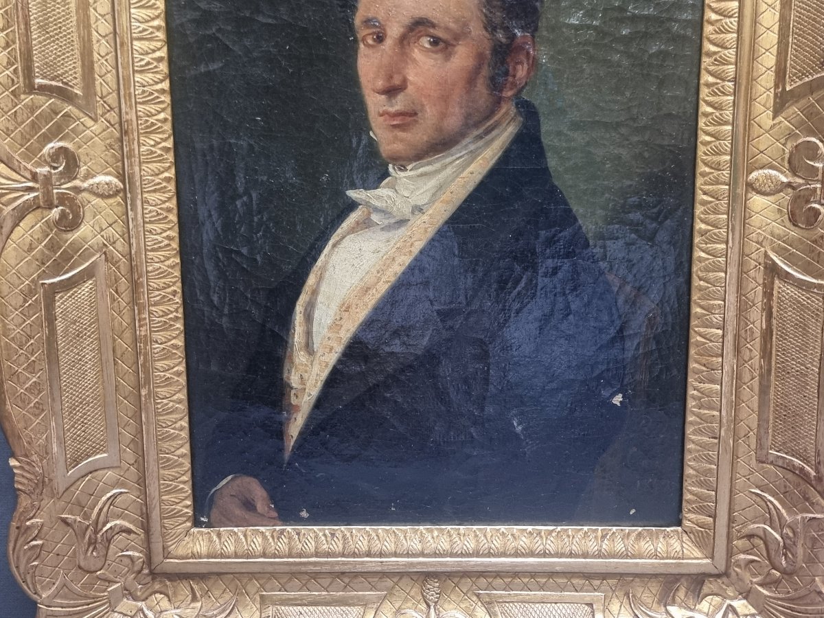 RITRATTO GENTILUOMO - OLIO SU TELA - FIRMATO RAFFAELE CARELLI (1795-1864)-photo-1
