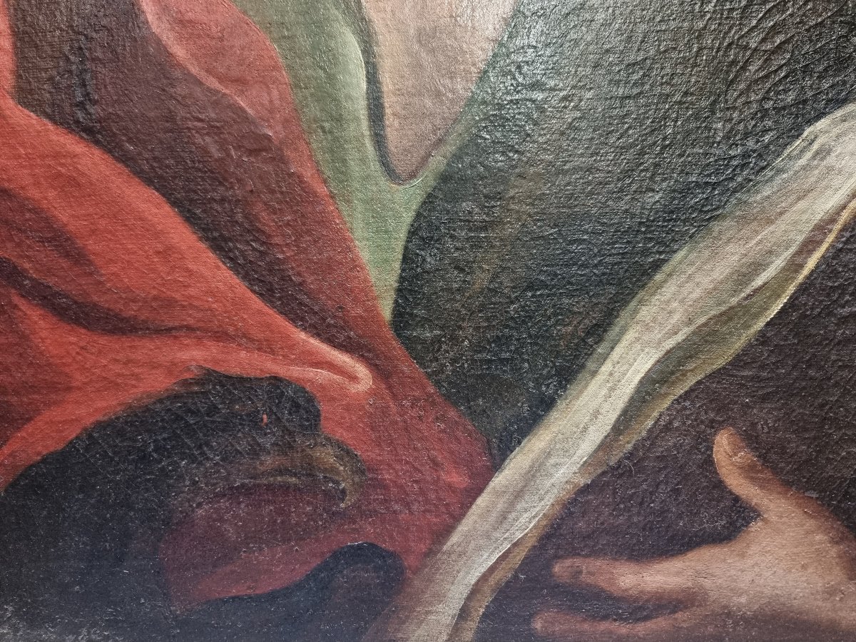 QUADRO OLIO SU TELA - SAN GIOVANNI EVANGELISTA - CON CORNICE SALVADOR ROSA COEVA - XVII SECOLO-photo-4