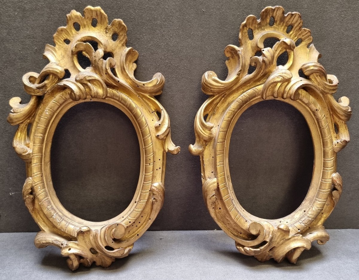 COPPIA CORNICI IN LEGNO INTAGLIATO E DORATO - Primi '700 - ITALIA EMILIA
