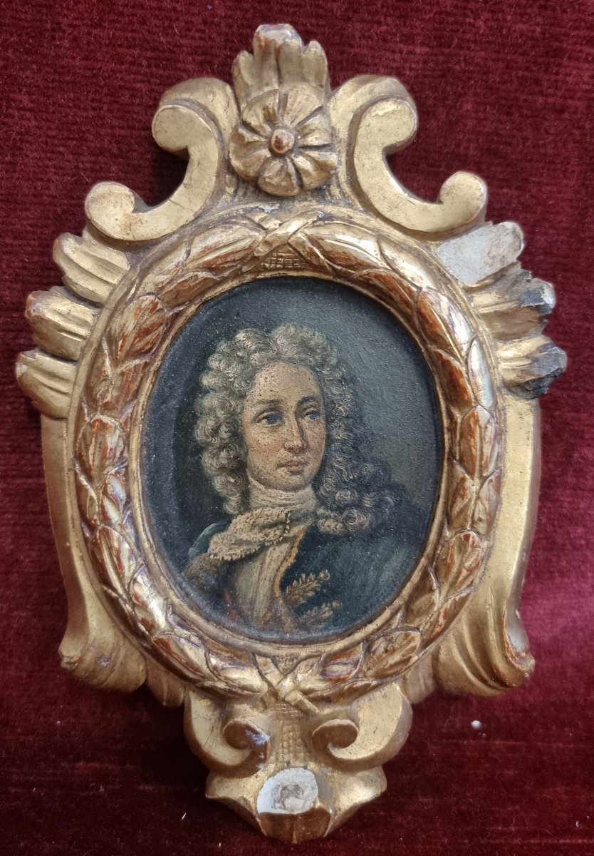 MINIATURA RITRATTO - OLIO SU METALLO - CORNICE DORATA - DELL'700