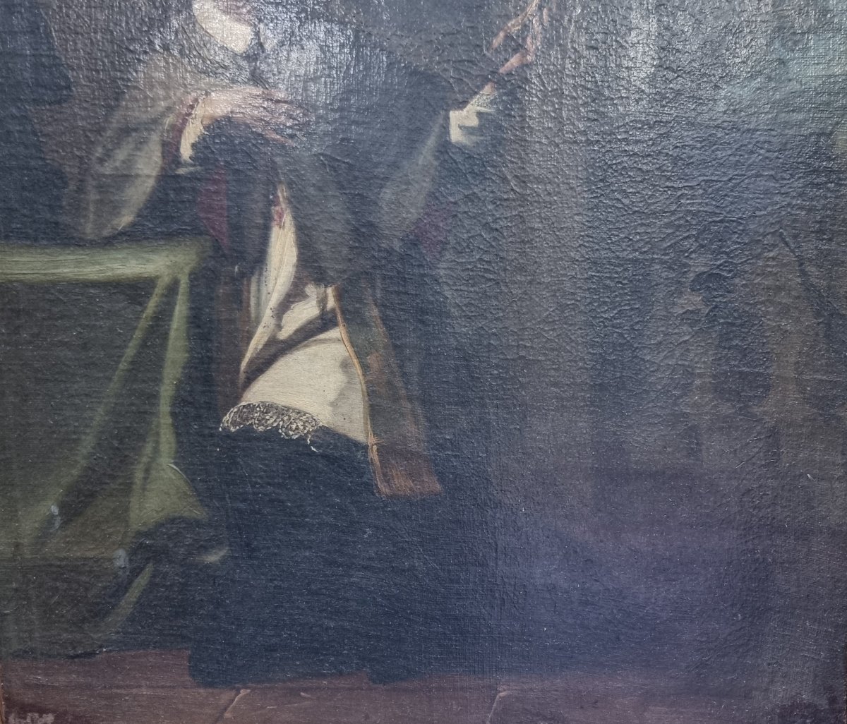 DIPINTO OLIO SU TELA RAFFIGURANTE SANTO - PRIMI '700 - CORNICE DORATA DELL'800-photo-4