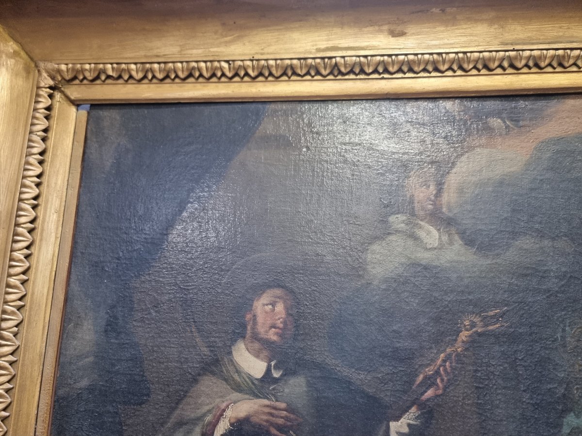 DIPINTO OLIO SU TELA RAFFIGURANTE SANTO - PRIMI '700 - CORNICE DORATA DELL'800-photo-1