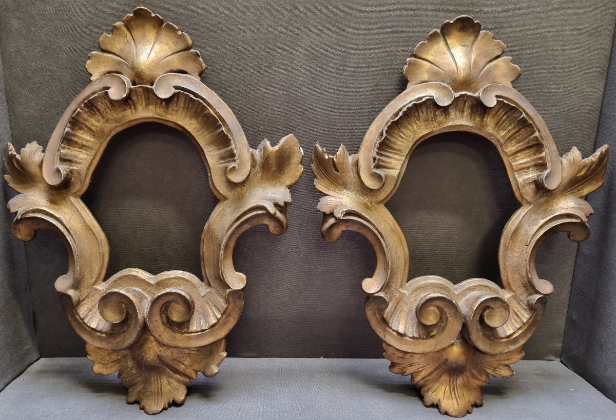 COPPIA CORNICI IN LEGNO INTAGLIATO E DORATO - FINE '800