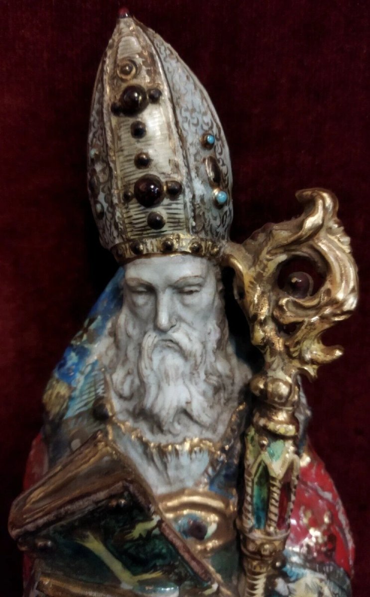 STATUA SAN NICOLA IN CERAMICA DIPINTA - EUGENIO PATARINO (1885-1971)-photo-2