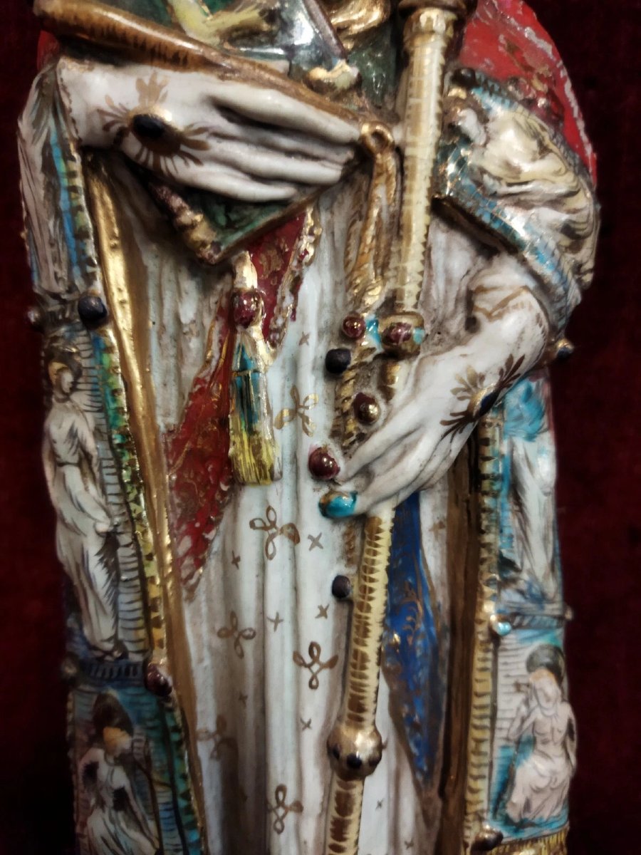 STATUA SAN NICOLA IN CERAMICA DIPINTA - EUGENIO PATARINO (1885-1971)-photo-4