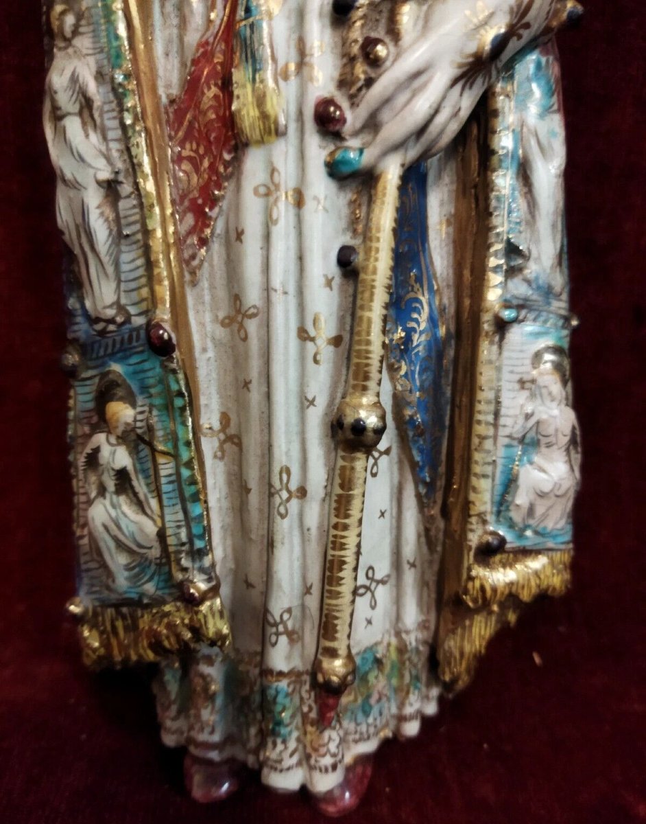 STATUA SAN NICOLA IN CERAMICA DIPINTA - EUGENIO PATARINO (1885-1971)-photo-1
