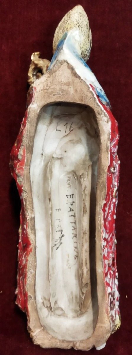 STATUA SAN NICOLA IN CERAMICA DIPINTA - EUGENIO PATARINO (1885-1971)-photo-2