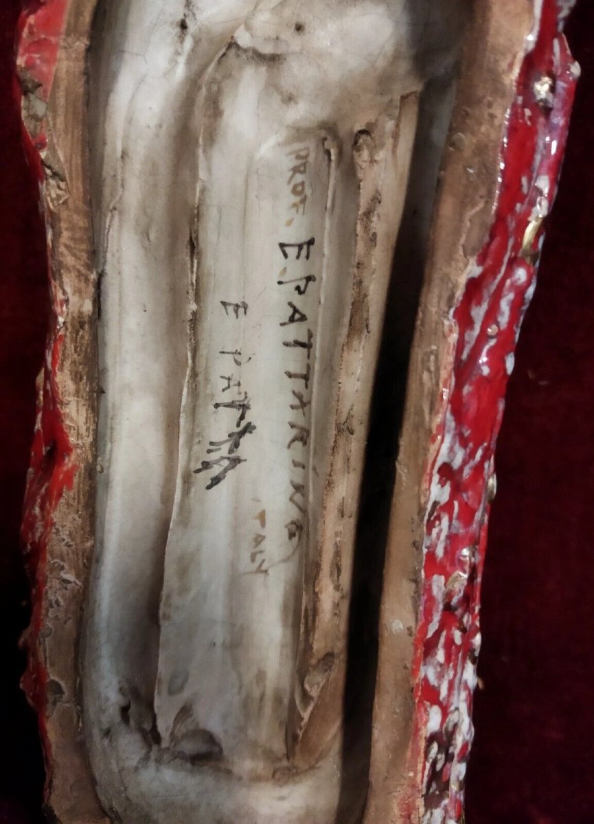 STATUA SAN NICOLA IN CERAMICA DIPINTA - EUGENIO PATARINO (1885-1971)-photo-3
