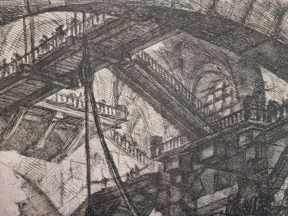INCISIONE CARCERI DI PIRANESI - SECONDA TIRATTURA, PRIMA TIRATTURA FRANCESE - Primi '800-photo-2