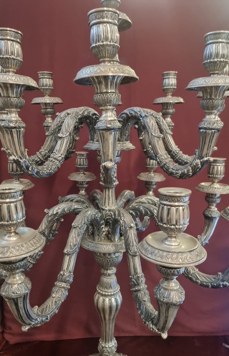 CANDELABRO IN ARGENTO 800 - 17 luci - MODELLO LUIGI XVI - Primi '900, anni '30 -photo-3