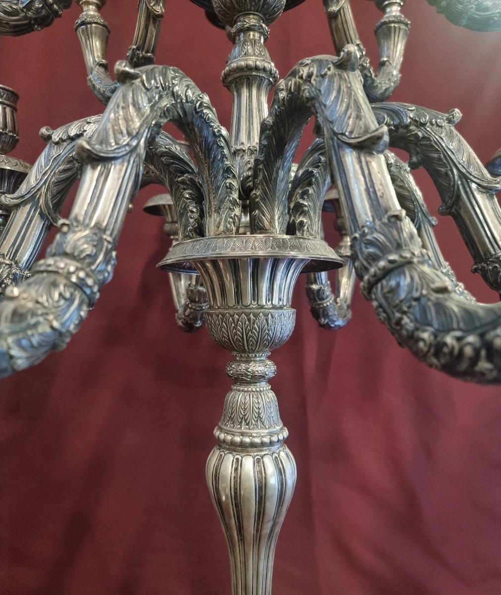 CANDELABRO IN ARGENTO 800 - 17 luci - MODELLO LUIGI XVI - Primi '900, anni '30 -photo-1