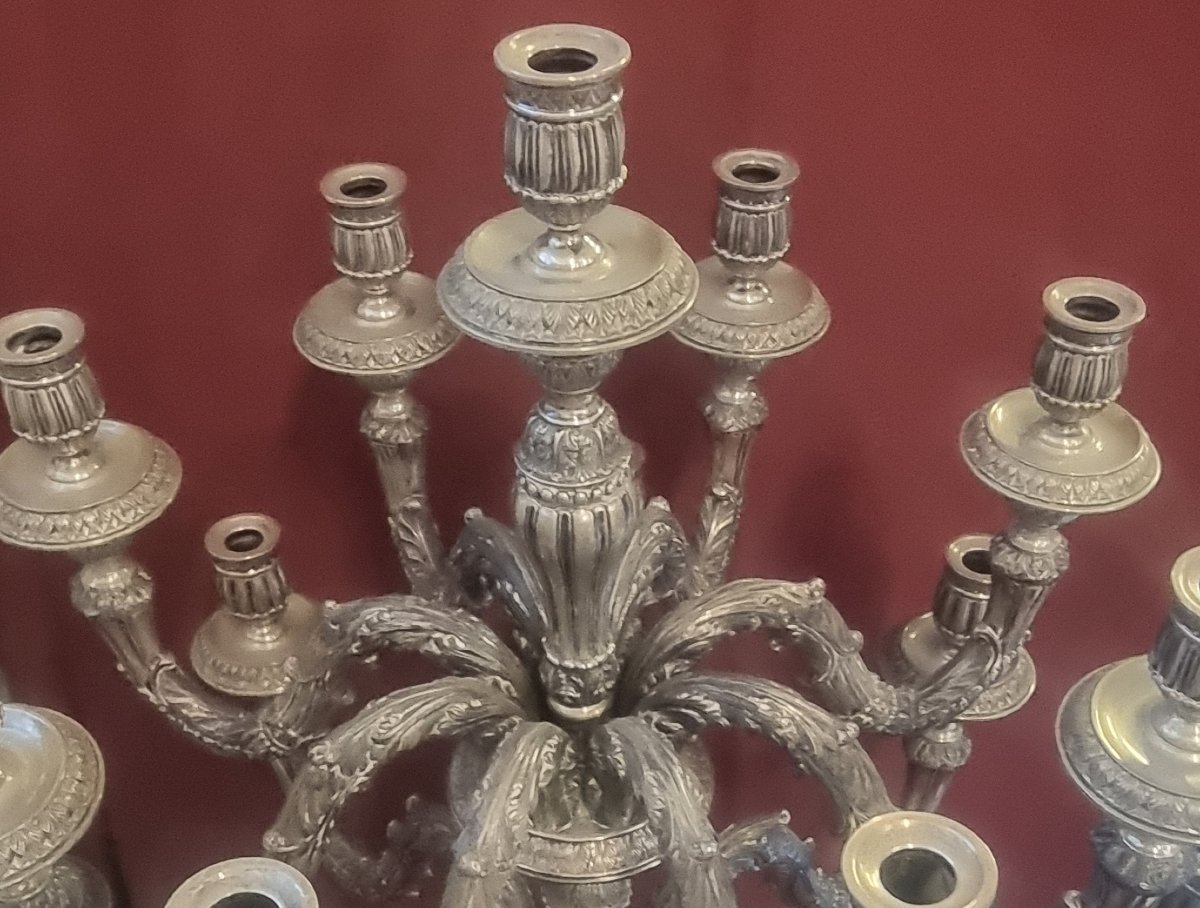 CANDELABRO IN ARGENTO 800 - 17 luci - MODELLO LUIGI XVI - Primi '900, anni '30 -photo-3