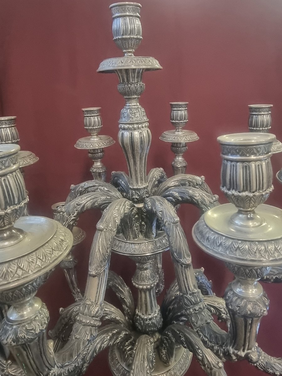 CANDELABRO IN ARGENTO 800 - 17 luci - MODELLO LUIGI XVI - Primi '900, anni '30 -photo-4