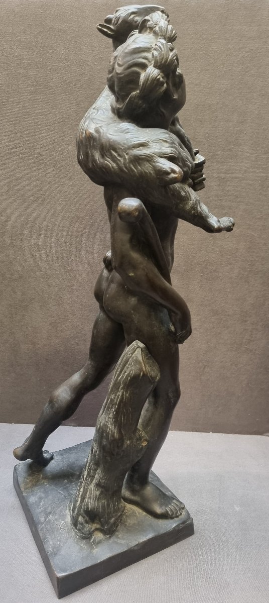 SCULTURA IN BRONZO SATIRO CON CAPRETTA - DELL' 800-photo-2