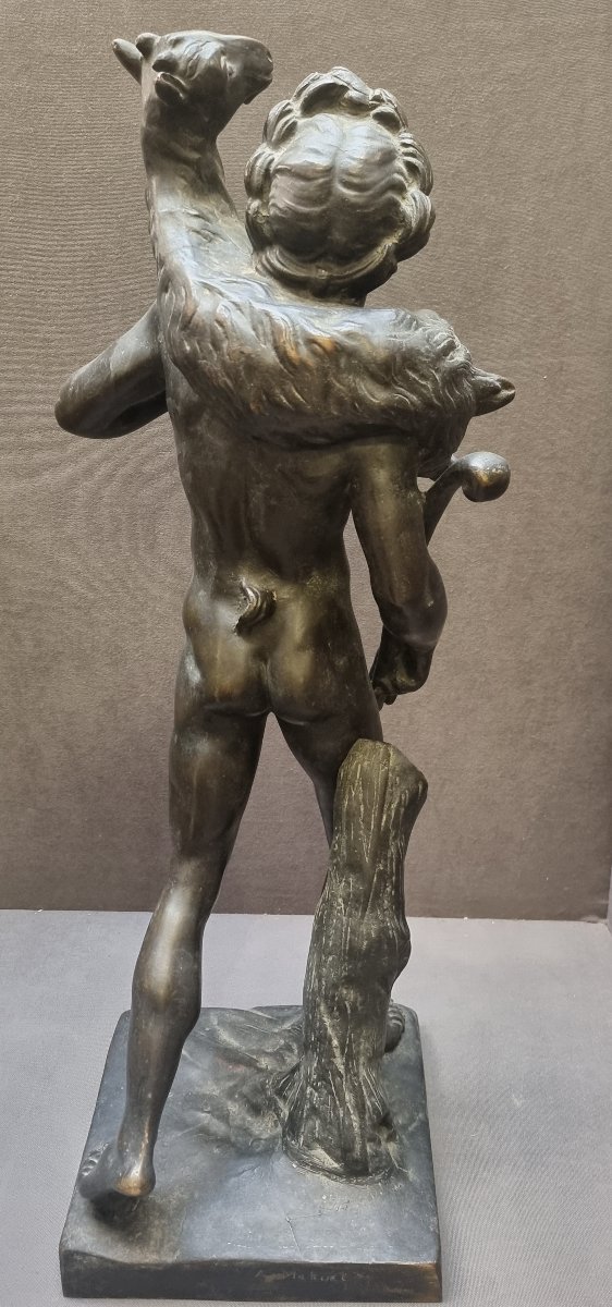 SCULTURA IN BRONZO SATIRO CON CAPRETTA - DELL' 800-photo-4