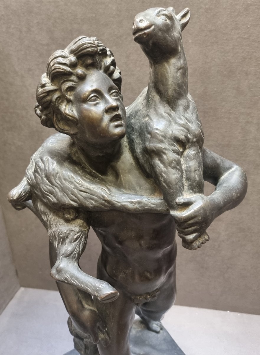 SCULTURA IN BRONZO SATIRO CON CAPRETTA - DELL' 800-photo-3