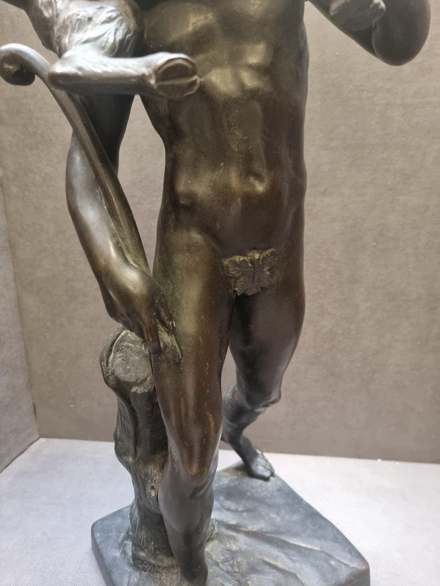 SCULTURA IN BRONZO SATIRO CON CAPRETTA - DELL' 800-photo-4
