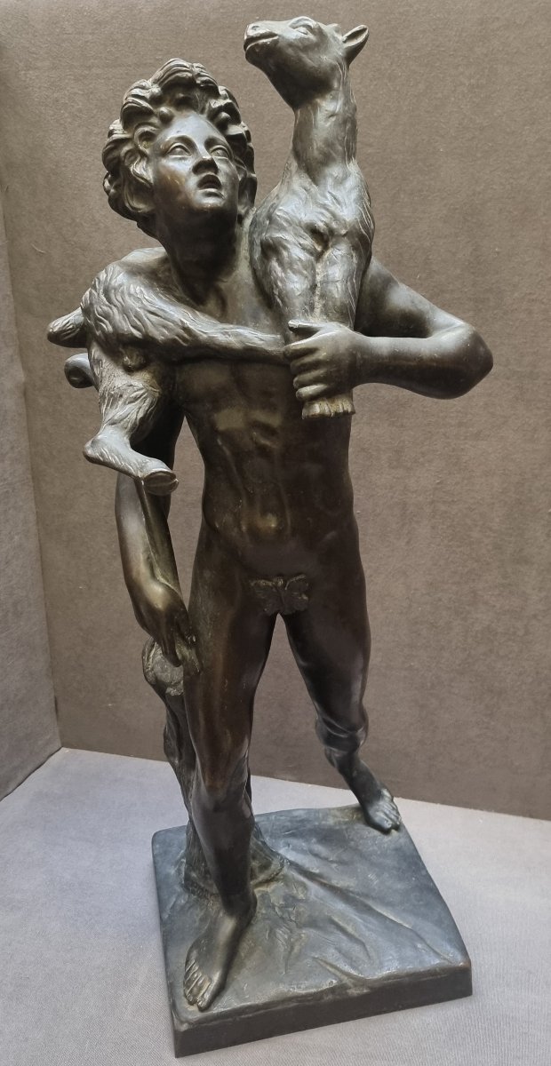 SCULTURA IN BRONZO SATIRO CON CAPRETTA - DELL' 800