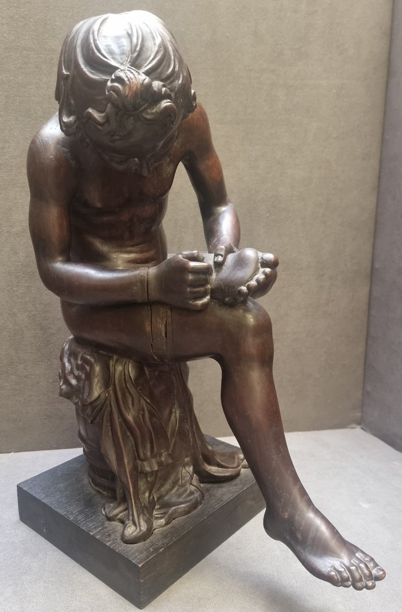 SCULTURA IN LEGNO (PALISSANDRO) SCOLPITO - LO SPINARIO - NEOCLASSICO PRIMI '800