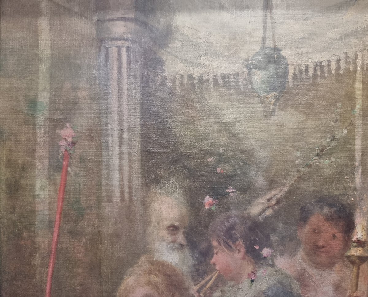 OLIO SU TELA RAFFIGURANTE FESTA PAGANA (CEREALIA) - ENRICO SALFI (COSENZA 1857-1935)-photo-2