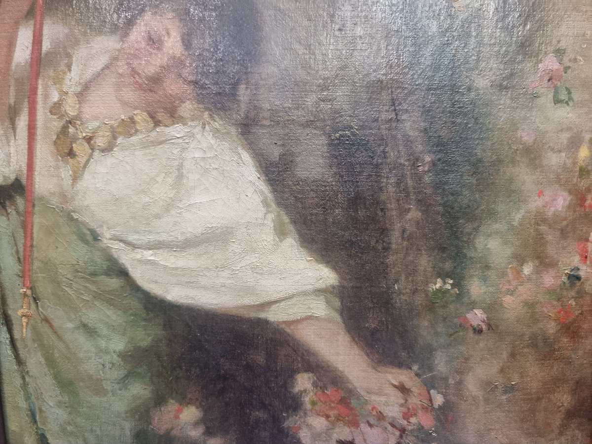 OLIO SU TELA RAFFIGURANTE FESTA PAGANA (CEREALIA) - ENRICO SALFI (COSENZA 1857-1935)-photo-4