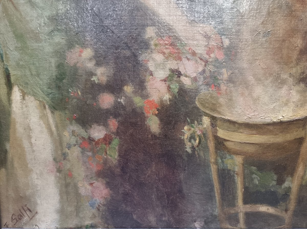 OLIO SU TELA RAFFIGURANTE FESTA PAGANA (CEREALIA) - ENRICO SALFI (COSENZA 1857-1935)-photo-1