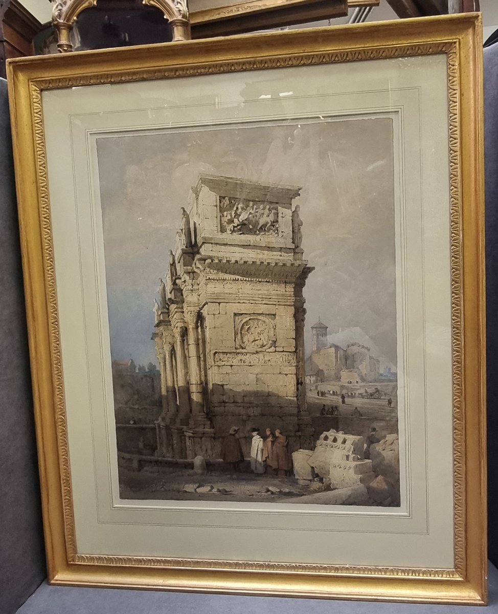 ACQUERELLO SU CARTA RAFFIGURANTE L'ARCO DI COSTANTINO A ROMA - SAMUEL PROUT (1783-1852)