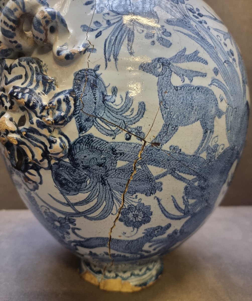 VASO DI FARMACIA IN MAIOLICA DIPINTA CON ARMI DI BARBERINI - XVII secolo Pontif. Urbano  VIII-photo-3