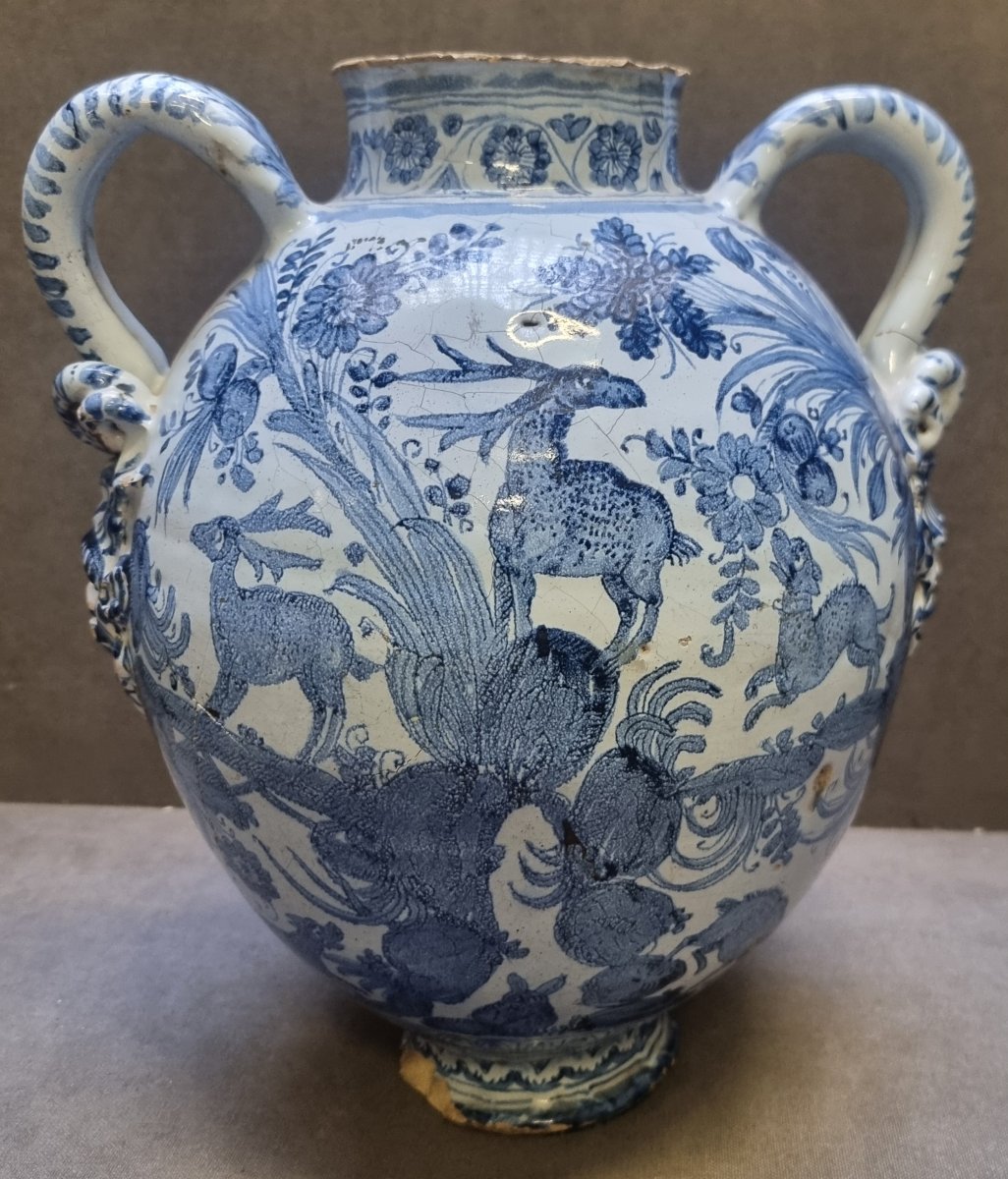 VASO DI FARMACIA IN MAIOLICA DIPINTA CON ARMI DI BARBERINI - XVII secolo Pontif. Urbano  VIII-photo-4