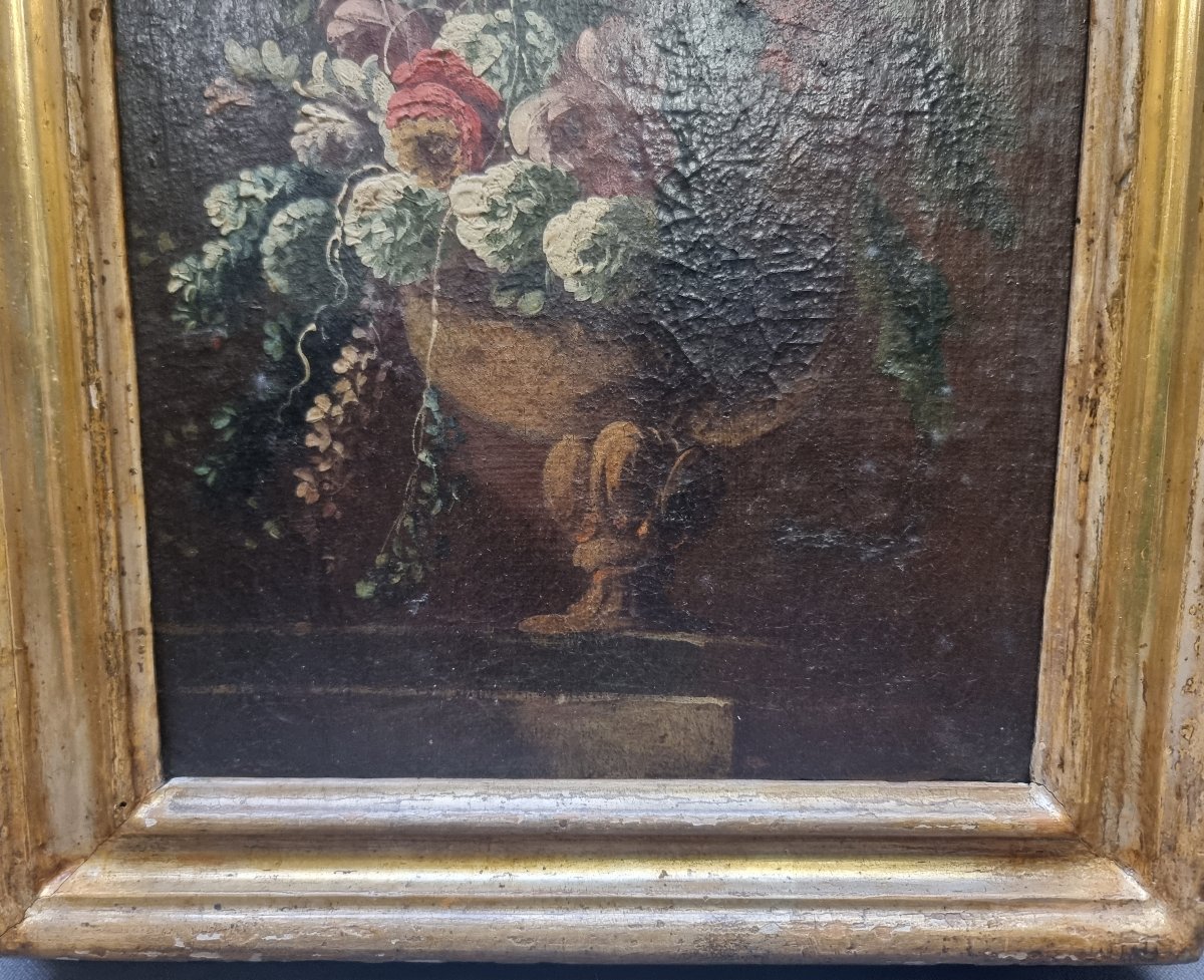 QUADRO NATURA MORTA - OLIO SU TELA - Primi dell' 700 con cornice coeva-photo-1