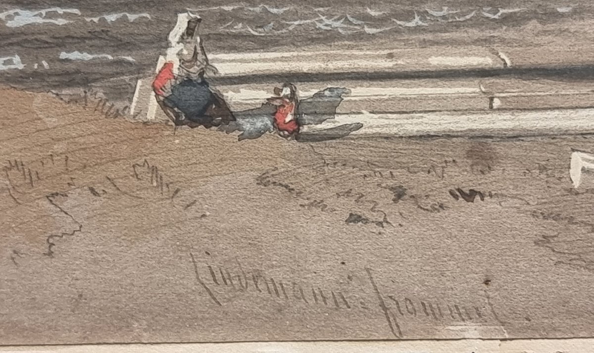 GOUACHE SU CARTA - VEDUTA DI ROMA DAL GIANICOLO 1857 Karl August Lindemann-Frommel (1819-1891)-photo-2