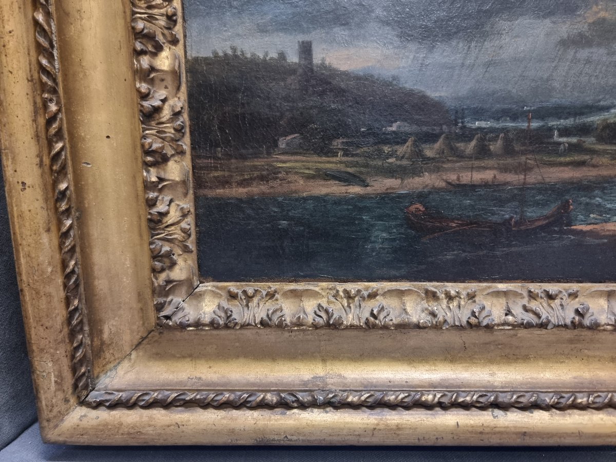 QUADRO - OLIO SU TELA RAFFIGURANTE PAESAGGIO IN TEMPESTA - Prima metà dell'600-photo-2